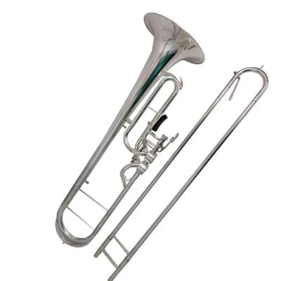 Image of Trombones Musical Instruments F Flat Contrabass Trombone Silver Plated Finish With Case Mouthpiece(Nickel plated)