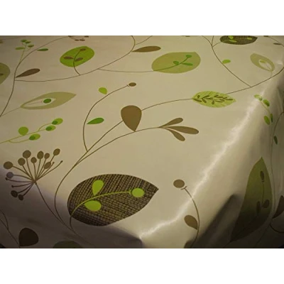 Image of Karina Home Leaves &amp; Stems on Natural PVC Vinyl Oilcloth Tablecloth (200cm x 137cm)