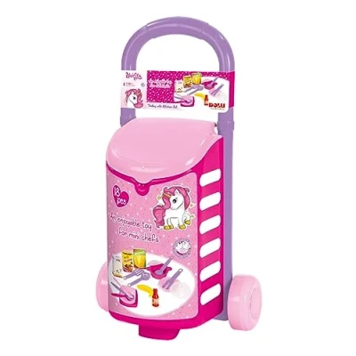 Image of DOLU Unicorn Pink Trolley with 18 Kitchen Accessories