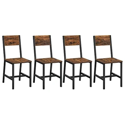 Image of VASAGLE Dining Chair Set of 2, Steel Frame, Industrial, for Room, Living Kitchen, Rustic Brown and Ink Black LDC092B01V1