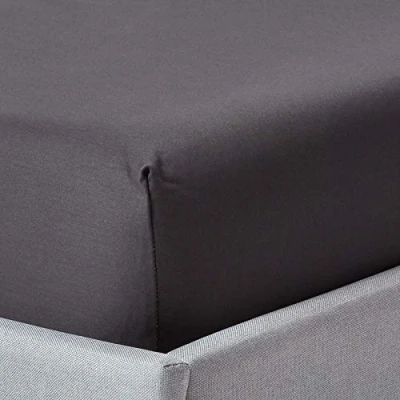 Image of HOMESCAPES 1000 Thread Count Egyptian Cotton Grey Deep Fitted Sheet (12) Super King Size Luxury Bed with Fully Elasticated Skirt