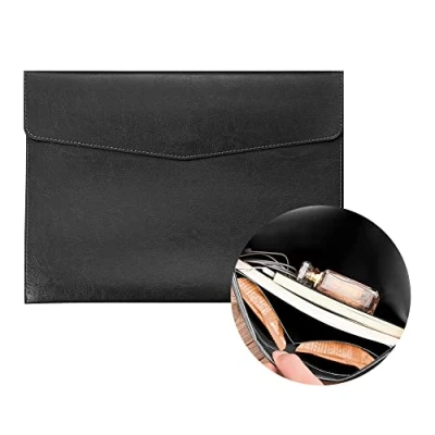 Image of VANRA 1 Piece File Folder Organizer PU Leather Jackets Document Holder Project Pockets with Magnetic Closure Button and Inner Bag for A4 Letter Size Paper (Black)