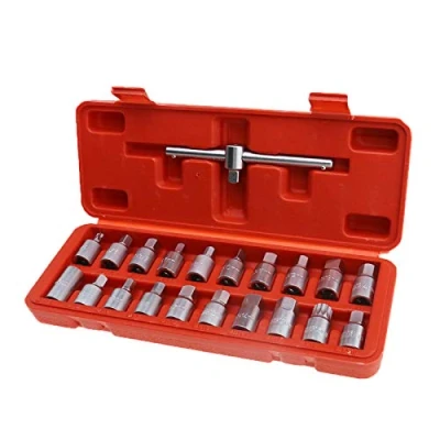 Image of ENET 21 Pcs Oil Drain Plug Key Removal Tool Set 21pc 3/8&quot; Sq Drive