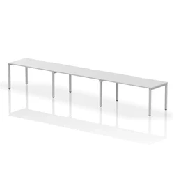 Image of Evolve Single Silver Frame Bench Desk 1600 White (3 Pod) BE406