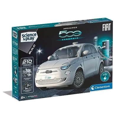 Image of Clementoni Fiat 500 Electric Car: Building Set for Kids, Mechanics, Science Kit, STEM Toy With Rechargeable Battery(8+ Years)