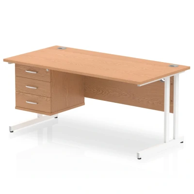 Image of Impulse 1600 Rectangle White Cant Leg Desk Oak 1 x 3 MI002671