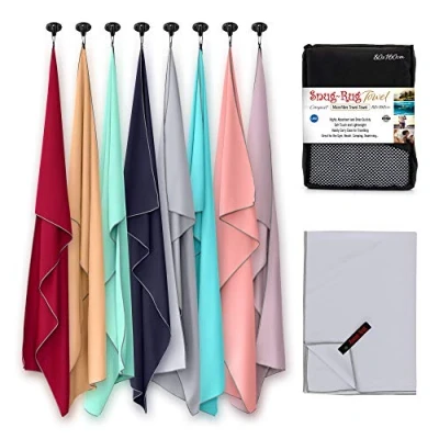Image of Snug Rug Microfibre Beach Towel Large L 80 x 160cm Super Absorbent Quick Drying Lightweight Sand Proof Towels Dapple Grey