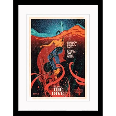 Image of Pyramid International Stranger Things Poster with Border and Black Frame (Chapter 6 The Dive) 30cm x 40cm Wall Art Official Merchandise