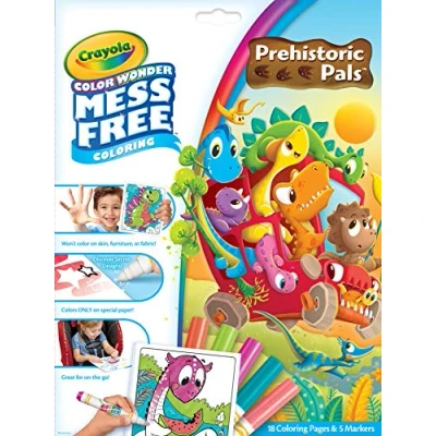 Image of Crayola Color Wonder Prehistoric Pals, Mess Free Coloring Pages &amp; Markers, Gift for Kids, Age 3, 4, 5, 6