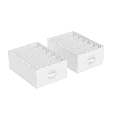 Image of SONGMICS Set of 2 Drawer Organisers, 6 Compartment Closet Foldable Wardrobe Clothes 42 x 30 17 cm, for Pants, Clothes, Classic White RUS009W02