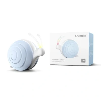 Image of Cheerble Interactive Cat Toy with LED Lights, Wicked Snail, [2024 Upgraded] Electric for Cats, DC Rechargeable, Automatic Moving Toy, Smart Gifts Kittens Indoor Blue