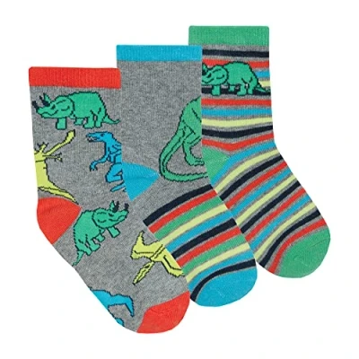 Image of Metzuyan Kids Boys Cotton Rich Novelty Socks Camo Designed Stripe Dinos Size 9 12