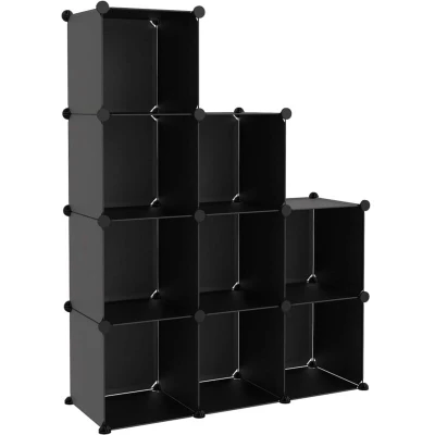 Image of vidaXL Storage Cube Organiser with 9 Cubes Black PP