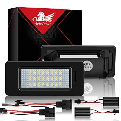 Image of WinPower Error Free 24 SMD LED Number License Plate Light Assembly Cool White Lamps Bulb 6000K for A1/A4(B8)/A7/RS5/TTRS/A6, 2 Pieces