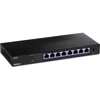 Image of TRENDnet TEG S380 8 Port Unmanaged 2.5G Switch, x 2.5GBASE T ports, IEEE 802.3bz (2.5G) compliant, Backwards compatible with 10/100/1000Mbps devices, 40Gbps switching capacity, Black