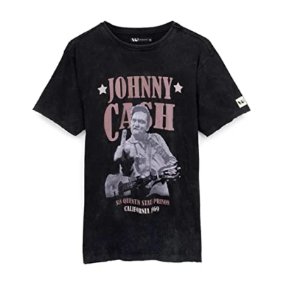 Image of Johnny Cash T Shirt for Men &amp; Women Unisex Black San Quentin State Prison Country Music Band Tee CD Clothing Merchandise Gifts Small
