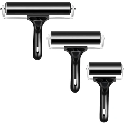 Image of VinBee Soft Rubber Brayer Rollers (6 cm,10 cm and 15 cm) for Crafting Printmaking Tool wallpaper roller Brush Ink Applicator Art Oil gel printing plate Painting 3 Pack