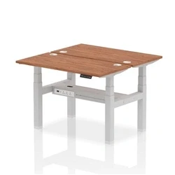 Image of Air B2B 1200x600mm Height Adjustable 2P Bench Desk CP Walnut/Silver