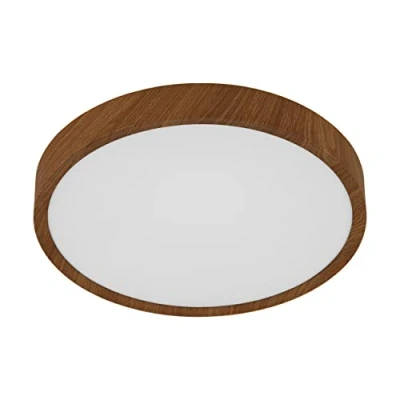 Image of EGLO Musurita LED Ceiling Light, 1 Bulb Living Room Lamp, Kitchen Lamp Made of Steel and Plastic, Hallway in Wood Look, White, Diameter 44 cm