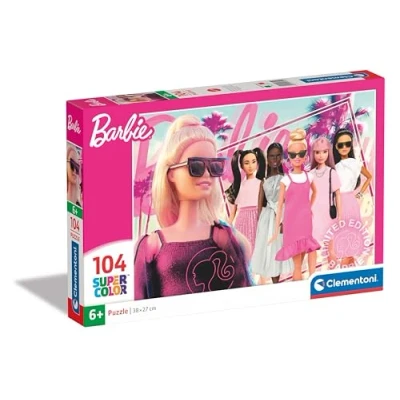 Image of Clementoni Jigsaw Puzzle Barbie 104 Pieces Supercolor For Children 6 8 Years, Cartoon, Gift Girls, Kids, Made In Italy, 25752