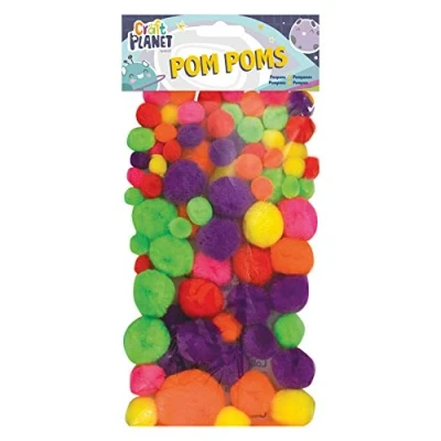 Image of Craft Planet Pompoms Neon, Pack of 100, Multi Colour