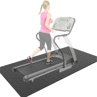Image of BTOIASYHF Treadmill Mat, Heavy Duty Thick 10mm Black Floor Protector Gym Equipment Waterproof Under Exercise Bike Trainer Mat Pad, Elliptical Fitness 1pc