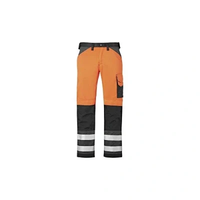 Image of Snickers High Vis Trousers Class 2 Orange/Muted Black Waist 31&quot; Inside leg 32&quot;