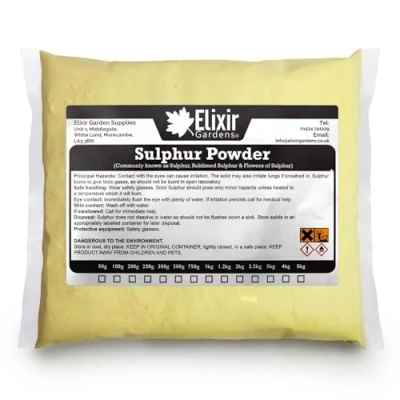 Image of Elixir Gardens Flowers of Sulphur Fungicide &amp; Soil Conditioner Powder Fertiliser Various quantities available from 50g to 5kg 750g