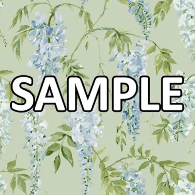 Image of World of Wallpaper Wisteria Tree and Flowers Hand Painted Smooth Sample for Living Room, Bedroom, Hallways, Feature Walls Sage Green Blue (203602)