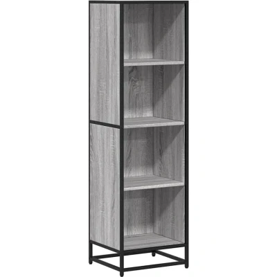 Image of vidaXL Book Cabinet Grey Sonoma Engineered Wood Bookshelf/Room Divider with Metal Frame, 4 Shelves, 40x35x139 cm, Modern Office/Living Room Storage Unit