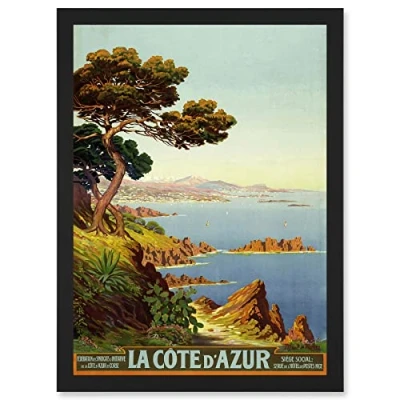 Image of Artery8 De Tanguy La Cote D Azur France Travel Advert Artwork Framed Wall Art Print A4