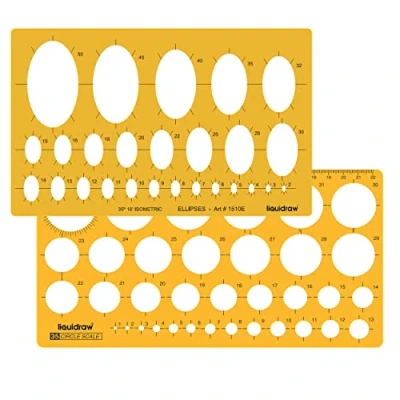 Image of Liquidraw Circle Template Stencil Ellipse Oval Triangle Square Hexagon Geometry Shapes Templates For Drawing Rulers Technical Drafting Stencils Engineering Architecture (Circle &amp; Combination)