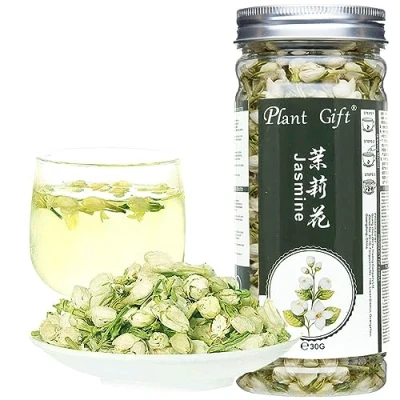 Image of Plant Gift Jasmine Tea Dried Flowers, 100% Natural Pure Herbal Tea, Loose Leaf White Can Mix Green Extract Essential Oil 30G / 1 Oz