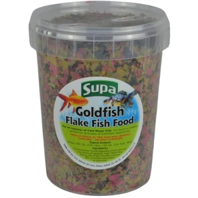 Image of Supa Goldfish Flake Fish Food 1 Litre Complete Diet For All Varieties Of Cold Water Aquarium Nutritious