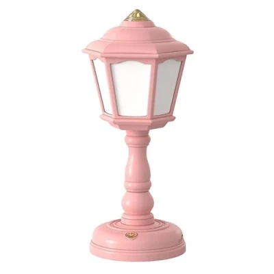Image of anso Retro LED Desk Lamp USB Charging Table Bedside Room Mini Light 3 Colors Dimmable (Pink)