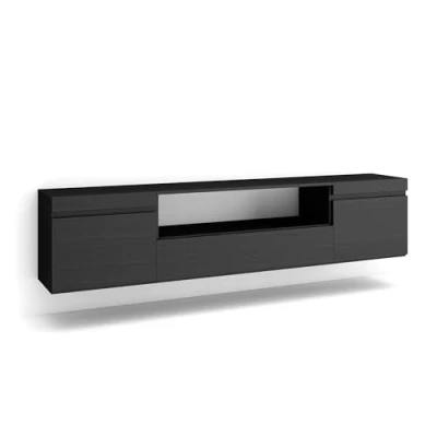Image of Skraut Home TV Unit, Stand Cabinet Entertainment Center 200x45x35cm For TVs up to 80&quot; Wall mount, suspended Modern Style Black