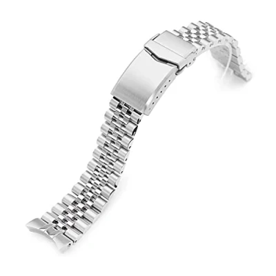 Image of MiLTAT 20mm Watch Band Compatible with Seiko Alpinist SARB017, Super Jub II 316L Stainless Steel Brushed V Clasp