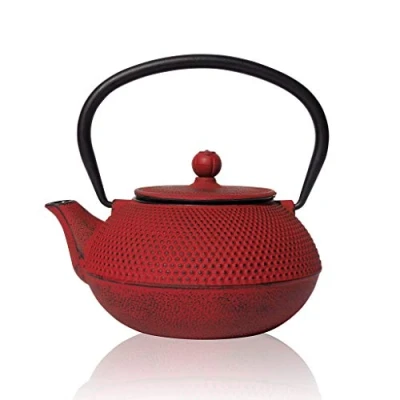 Image of The Exotic Teapot Red Tenshi Cast Iron Teapot, 600ml, 2 Cup Size, Japanese Style, Tetsubin Kettle