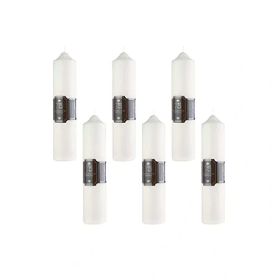 Image of Pillar Candles 75 Hours Long Burning Large Candle 5cm x 23cm (Pack of 6) Dripless, Smokeless, Unscented Church Ideal for Weddings, Spa and Parties