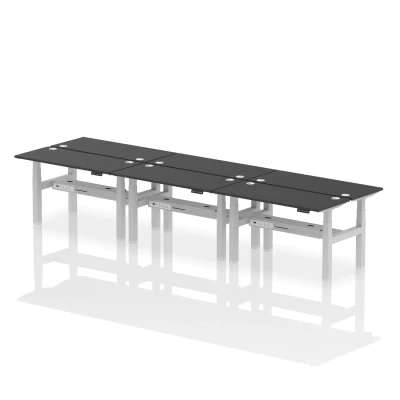 Image of Air B2B 1400x600mm Height Adjustable 6P Bench Desk CP Black/Silver