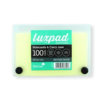 Image of Luxpad 5x3 Assorted Colour Record Cards with Protective Carry Case. Pack Includes 100 and Useful Dividing Tabs