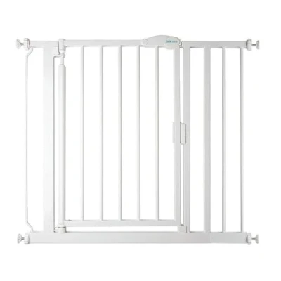 Image of Safetots Pressure Fit Self Closing Stair Gate, 89.4cm 96.4cm, White, Auto Baby Safety Barrier for Toddler, Easy Installation