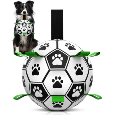 Image of HETOO Dog Toys, Interactive Football Toys with Grab Tabs, Durable Balls for Small Medium Breed Water Toy Indoor &amp; Outdoor, Gift Dogs