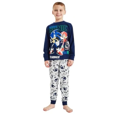 Image of Sonic The Hedgehog Boys Personalised Pyjamas Gamer Gaming (Personalised Knuckles, 7 8 Years)