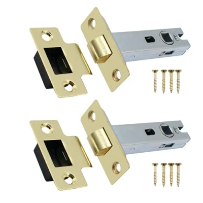 Image of Tubular Latches Mortice Door Latch Brass Plated 2.5 Inch / 66mm Pack of 2