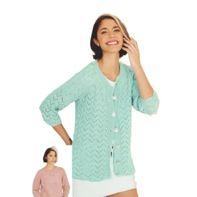 Image of Stylecraft DK Knitting Pattern 9849 Ladies Cardigan &amp; Sweater
