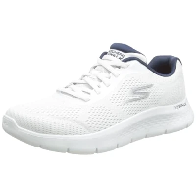Image of Skechers Men&#039;s Go Walk Flex Remark Sneaker, White/Navy, 8 UK Wide