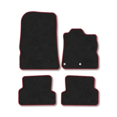 Image of Car Mats Compatible with Renault Modus (2004 2012) Tailored Fit Red Carpet Floor Set Accessory Custom 4 Pieces Anti Slip Backing &amp; Binding Trim Edge