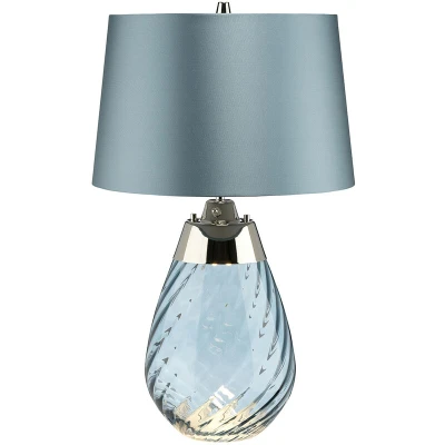 Image of Lena 2 Light Small Blue Table Lamp, tinted Glass , Duck Egg Shade, E27