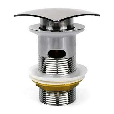 Image of Xcel Home Square Chrome Slotted Click Clack Basin Waste Replacement Bathroom Pop Up Sink Trap Plug Solid Brass Construction Mushroom/Dome Shaped
